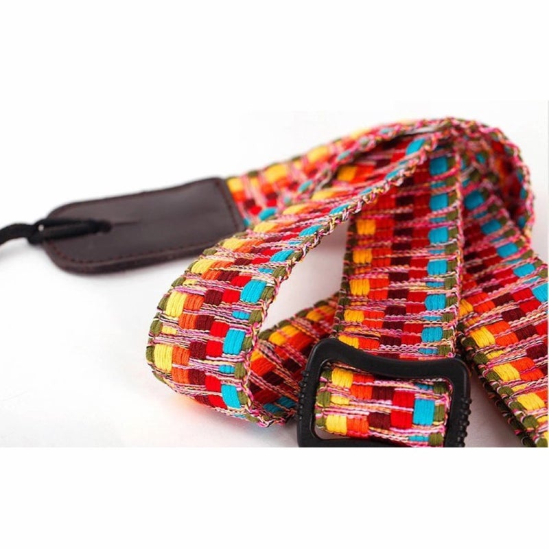 MUSIC FIRST Hawaii Woven Rainbow Adjustable Meshbelt & Genuine Leather Ukulele Strap Shoulder Strap version 2.0 With a Genuine Leather Strap Locker - Image 3